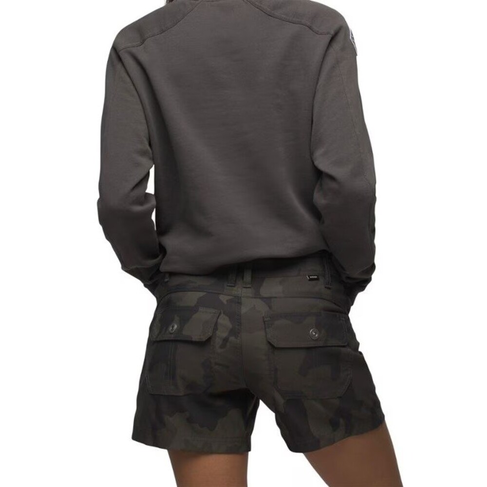PrANa women's shorts 12 Green Camo Halle Short II Stretch Nylon UPF 50 Inseam 5”